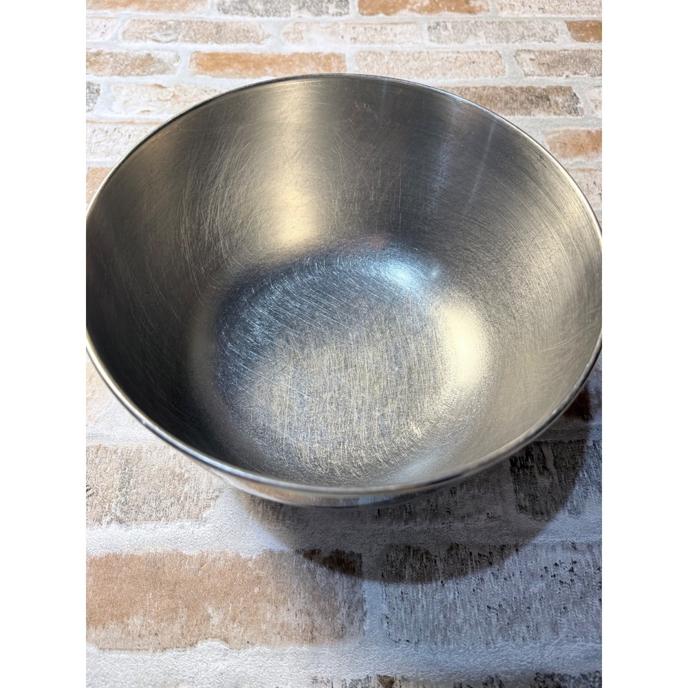 Vintage Stainless Steel Mixing Bowl Made in USA Silver Kitchen Prep Bowl 10 inch